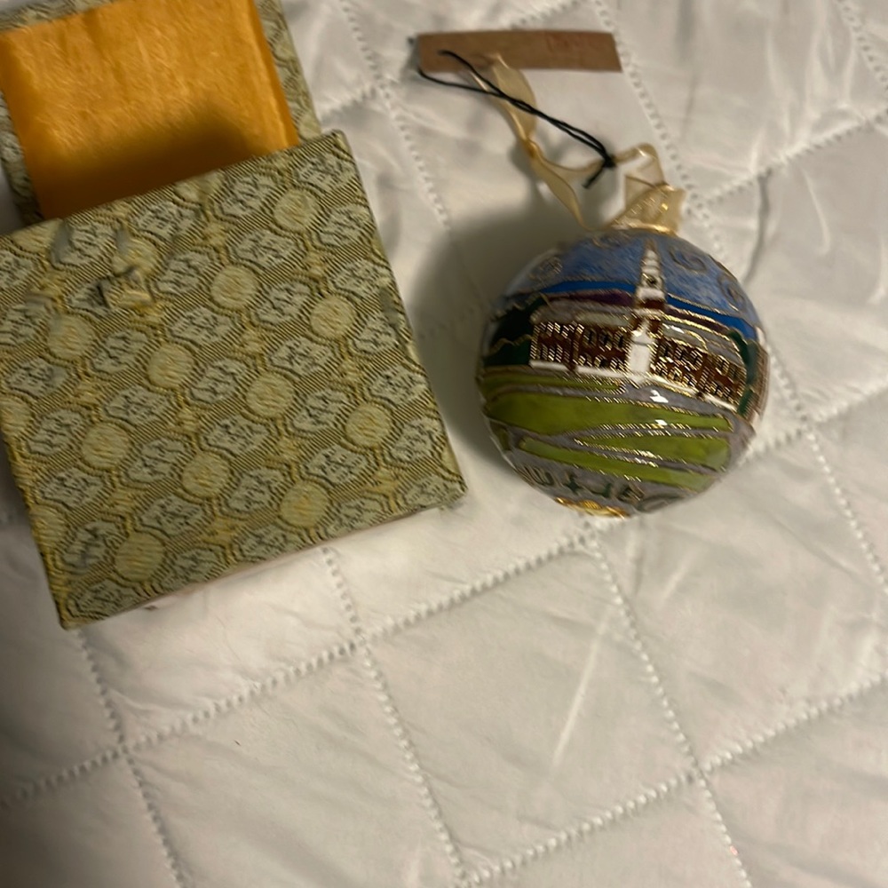 Handcrafted Cloisonné Kitty Keller Dartmouth Christmas Ornament